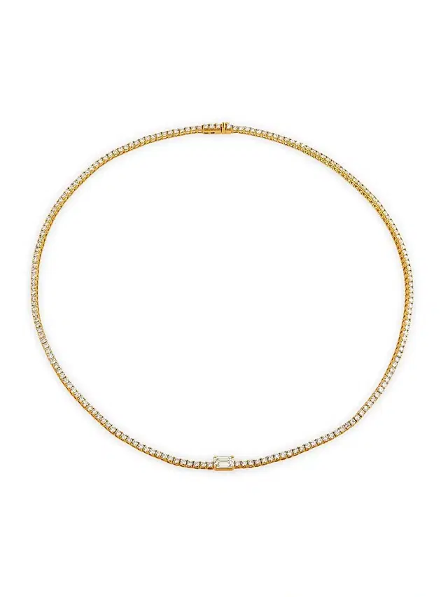 Women's Marley 14K Yellow Gold & 6.70 TCW Diamond Tennis Necklace/16" - Yellow Gold