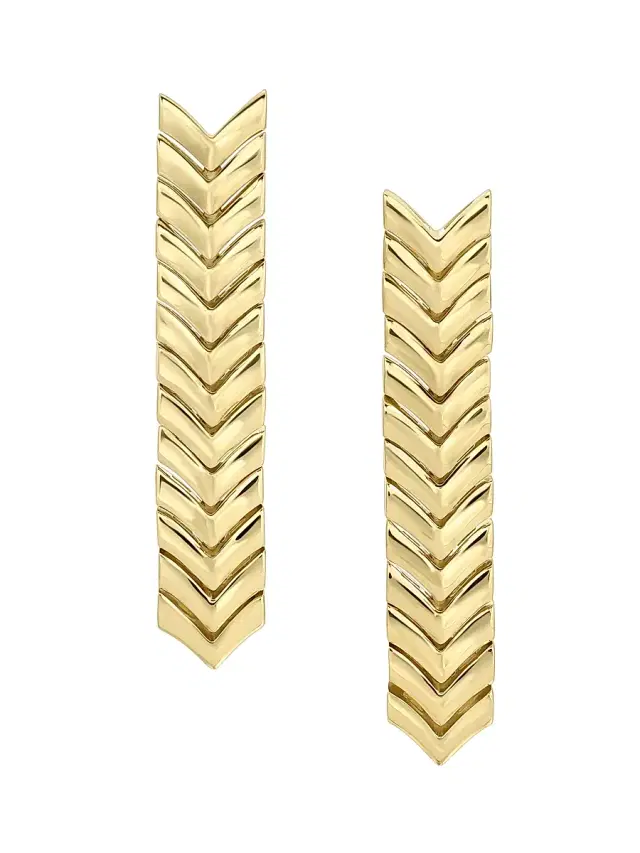 Women's Zipper 18K Yellow Gold Drop Earrings - Yellow Gold
