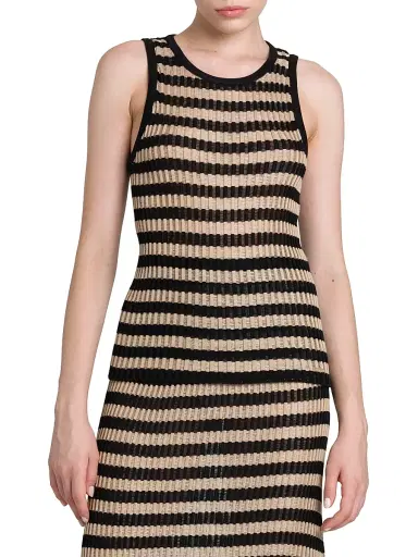 Kiton Women's Sleeveless Striped Silk Sweater | Thumbnail 3 Kiton Women's Sleeveless Striped Silk Sweater | Thumbnail 3