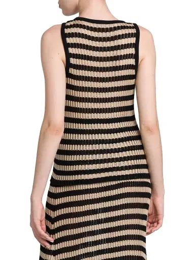Kiton Women's Sleeveless Striped Silk Sweater | Thumbnail 5 Kiton Women's Sleeveless Striped Silk Sweater | Thumbnail 5