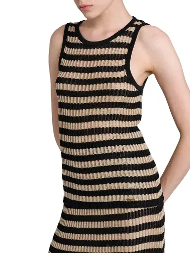 Kiton Women's Sleeveless Striped Silk Sweater | Thumbnail 6 Kiton Women's Sleeveless Striped Silk Sweater | Thumbnail 6