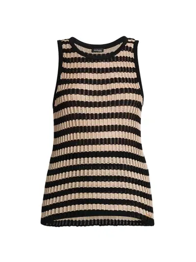 Kiton Women's Sleeveless Striped Silk Sweater | Thumbnail 1 Kiton Women's Sleeveless Striped Silk Sweater | Thumbnail 1