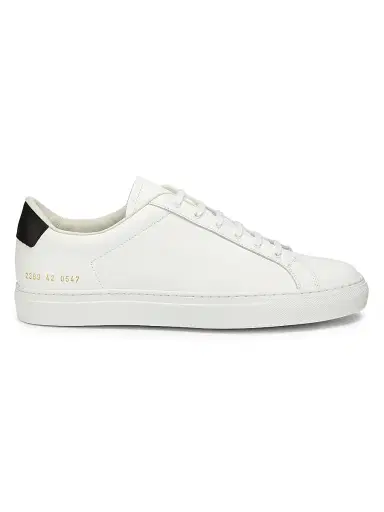 Common Projects Men's Retro Classic Leather Low-Top Sneakers - White Black - Size 14 | Thumbnail 1 Common Projects Men's Retro Classic Leather Low-Top Sneakers - White Black - Size 14 | Thumbnail 1