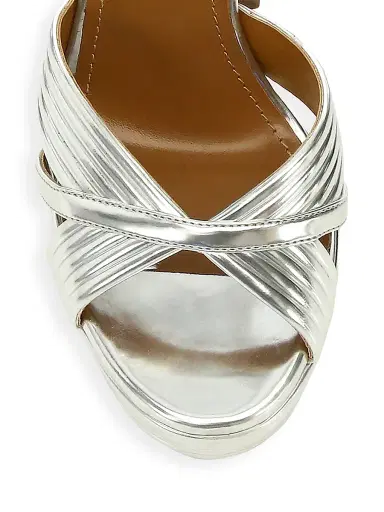 Aquazzura Women's Sundance Metallic Platform Sandals - Silver | Thumbnail 4