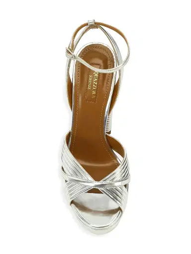 Aquazzura Women's Sundance Metallic Platform Sandals - Silver | Thumbnail 5