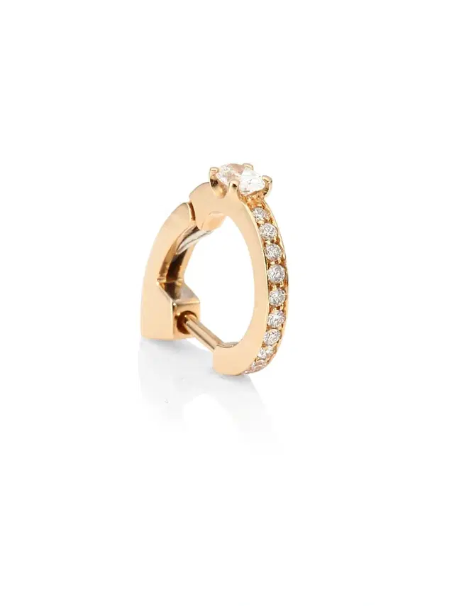 Women's Pavé Diamond & 18K Rose Gold Hoop Single Earring - Rose Gold