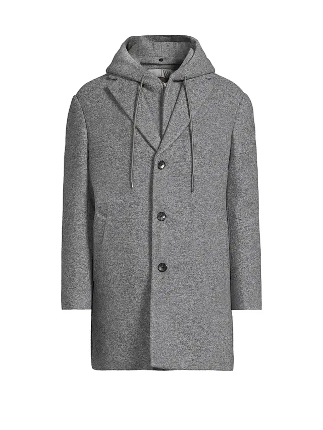 Men's Tyson Wool-Blend Hoodie Coat - Charcoal