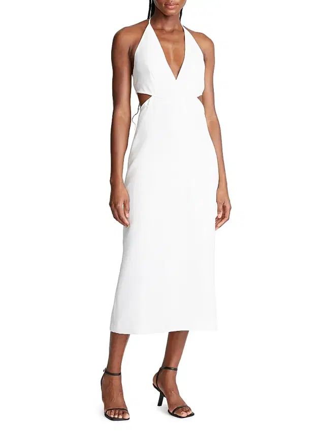 Halston Women's Kailey Cut-Out Midi-Dress - Chalk