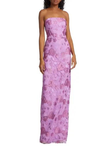 ML Monique Lhuillier Women's Justine Lace Strapless Column Gown - Lilac Pearl | Thumbnail 2 ML Monique Lhuillier Women's Justine Lace Strapless Column Gown - Lilac Pearl | Thumbnail 2