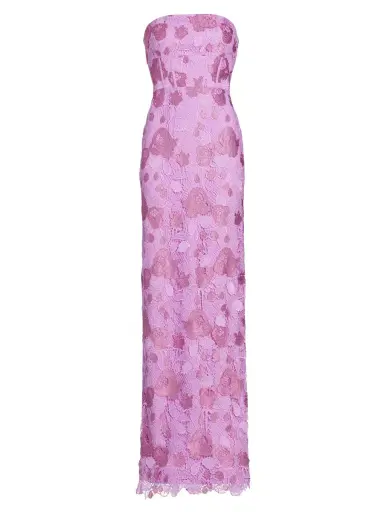 ML Monique Lhuillier Women's Justine Lace Strapless Column Gown - Lilac Pearl | Thumbnail 7 ML Monique Lhuillier Women's Justine Lace Strapless Column Gown - Lilac Pearl | Thumbnail 7