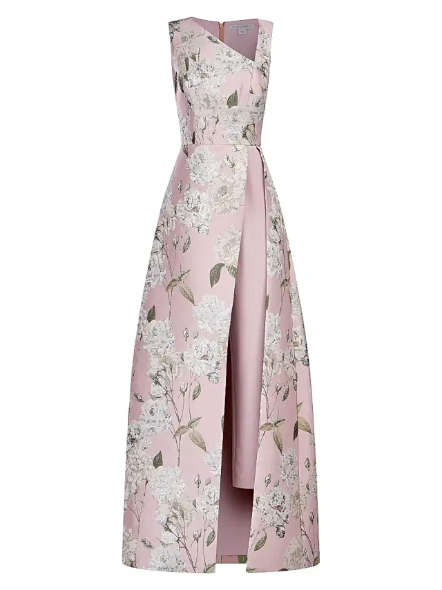 Kay Unger Women's Bennet Floral Jacquard Walk-Thru Jumpsuit