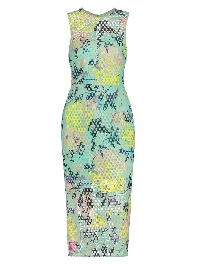 ML Monique Lhuillier Women's Nora Floral Lace Midi-Dress - Wild Rose