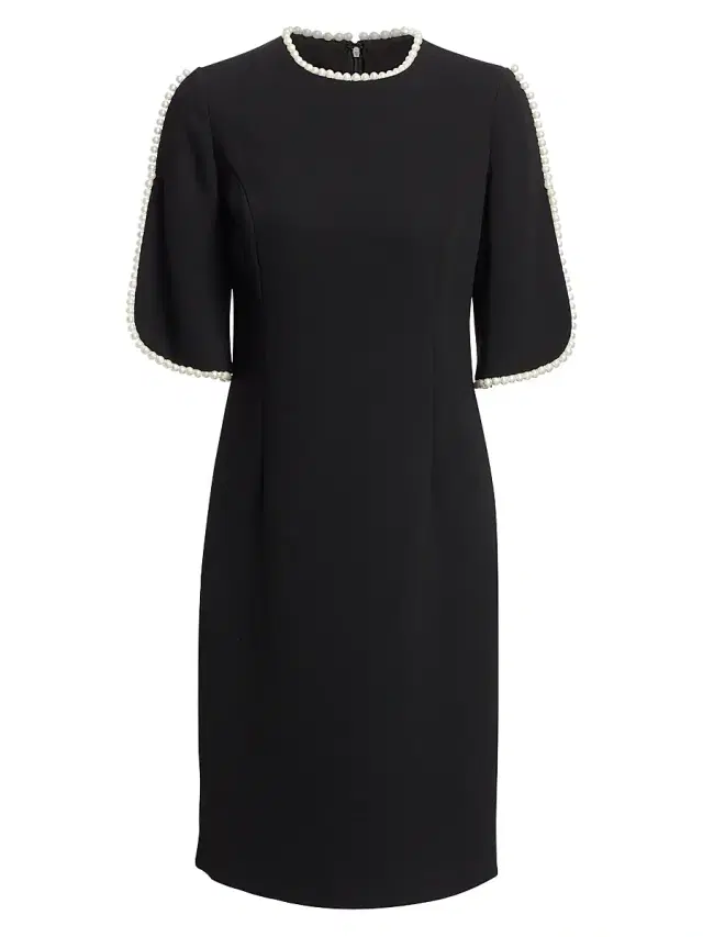 Teri Jon by Rickie Freeman Women's Embellished Slit Sleeve Sheath Dress - Black