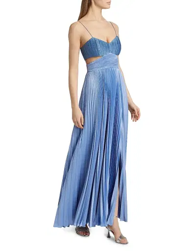 AMUR Women's Elodie Satin Colorblock Pleated Gown - Dusk Dragon | Thumbnail 2 AMUR Women's Elodie Satin Colorblock Pleated Gown - Dusk Dragon | Thumbnail 2
