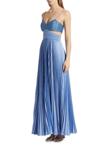 AMUR Women's Elodie Satin Colorblock Pleated Gown - Dusk Dragon | Thumbnail 4 AMUR Women's Elodie Satin Colorblock Pleated Gown - Dusk Dragon | Thumbnail 4