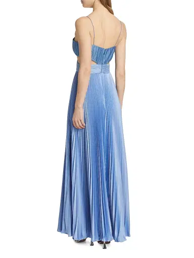 AMUR Women's Elodie Satin Colorblock Pleated Gown - Dusk Dragon | Thumbnail 5 AMUR Women's Elodie Satin Colorblock Pleated Gown - Dusk Dragon | Thumbnail 5