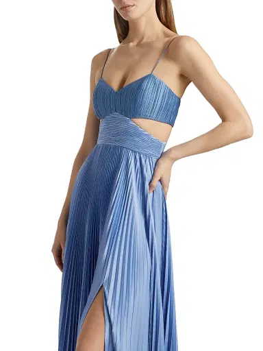 AMUR Women's Elodie Satin Colorblock Pleated Gown - Dusk Dragon | Thumbnail 6 AMUR Women's Elodie Satin Colorblock Pleated Gown - Dusk Dragon | Thumbnail 6