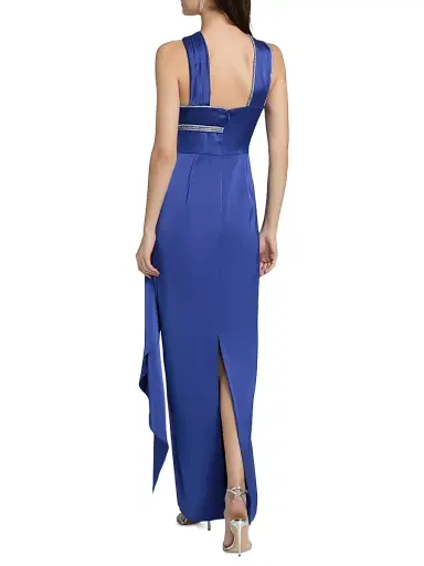 Theia Women's Cressida Halter Column Gown - Maritime Blue | Thumbnail 5
