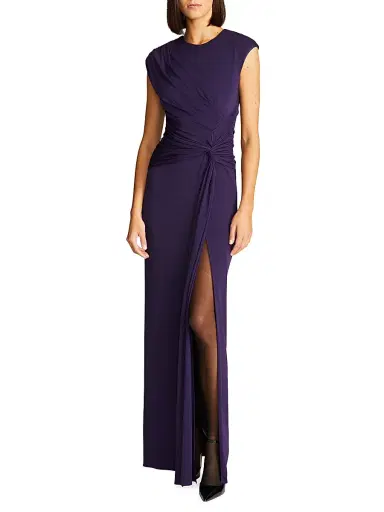 Halston Women's Giovanna Jersey Twisted Gown - Navy - Size 14 | Thumbnail 2 Halston Women's Giovanna Jersey Twisted Gown - Navy - Size 14 | Thumbnail 2