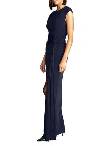 Halston Women's Giovanna Jersey Twisted Gown - Navy - Size 14 | Thumbnail 4 Halston Women's Giovanna Jersey Twisted Gown - Navy - Size 14 | Thumbnail 4