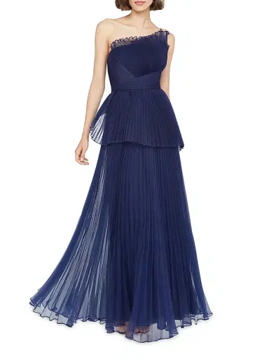 THEIA Women's Delphine Pleated One-Shoulder Organza Gown | Thumbnail 2