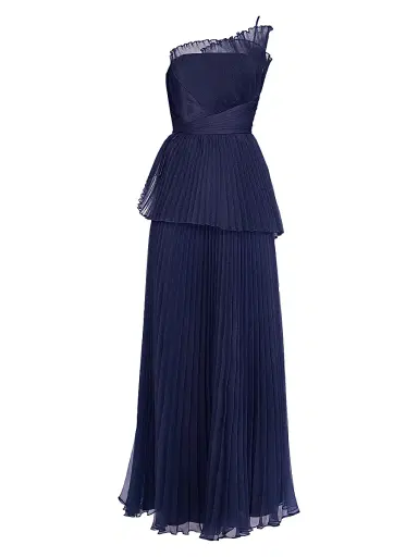 THEIA Women's Delphine Pleated One-Shoulder Organza Gown | Thumbnail 1