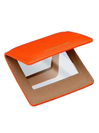MAISON de SABRÉ Leather Compact Mirror - Manhattan Sandstone | Thumbnail 2