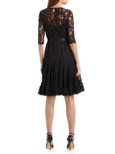 Teri Jon by Rickie Freeman Women's Lace Pintuck Dress - Black - Size 20 | Thumbnail 3 Teri Jon by Rickie Freeman Women's Lace Pintuck Dress - Black - Size 20 | Thumbnail 3