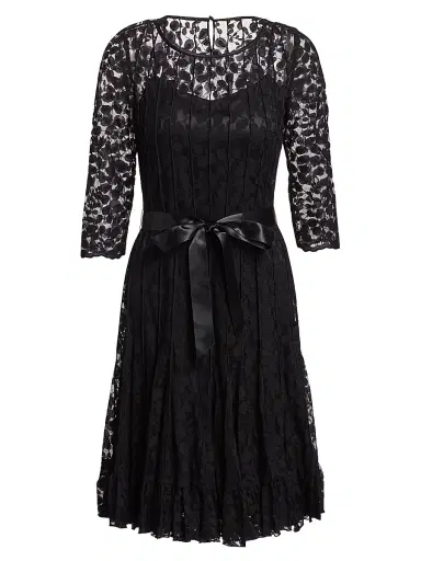 Teri Jon by Rickie Freeman Women's Lace Pintuck Dress - Black - Size 20 | Thumbnail 1 Teri Jon by Rickie Freeman Women's Lace Pintuck Dress - Black - Size 20 | Thumbnail 1