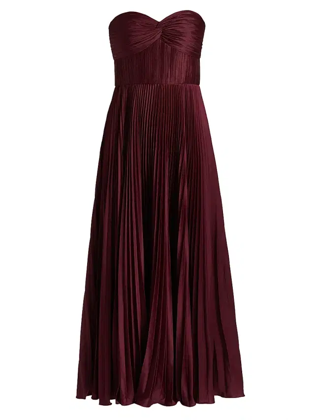 AMUR Women's Pleated Strapless Belle Dress - Pinot Nior