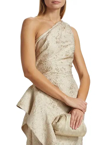 Teri Jon by Rickie Freeman Women's Metallic Jacquard One-Shoulder Gown | Thumbnail 6 Teri Jon by Rickie Freeman Women's Metallic Jacquard One-Shoulder Gown | Thumbnail 6