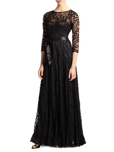 Teri Jon by Rickie Freeman Women's Lace Pintuck Gown | Thumbnail 4