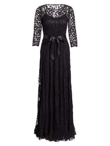 Teri Jon by Rickie Freeman Women's Lace Pintuck Gown | Thumbnail 1