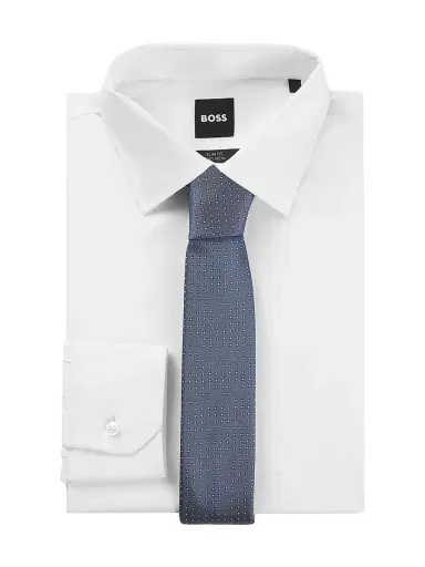 BOSS Men's Silk Blend Tie with Jacquard Woven Pattern - Blue | Thumbnail 2 BOSS Men's Silk Blend Tie with Jacquard Woven Pattern - Blue | Thumbnail 2