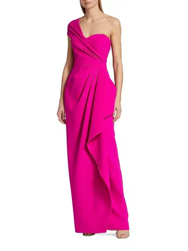Teri Jon by Rickie Freeman Women's Crepe One-Shoulder Gown | Thumbnail 2 Teri Jon by Rickie Freeman Women's Crepe One-Shoulder Gown | Thumbnail 2