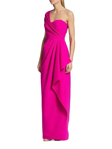 Teri Jon by Rickie Freeman Women's Crepe One-Shoulder Gown | Thumbnail 3 Teri Jon by Rickie Freeman Women's Crepe One-Shoulder Gown | Thumbnail 3