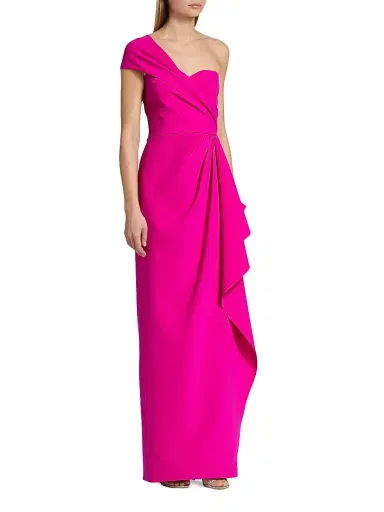 Teri Jon by Rickie Freeman Women's Crepe One-Shoulder Gown | Thumbnail 4 Teri Jon by Rickie Freeman Women's Crepe One-Shoulder Gown | Thumbnail 4