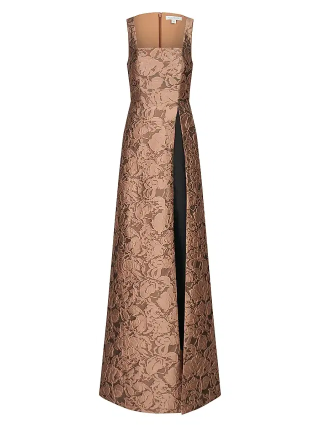 Kay Unger Women's Emerson Jacquard Walk-Through Jumpsuit - Fall Gold