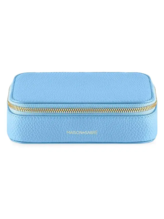 Maison de Sabre Women's Leather Jewelry Case - Sky Blue