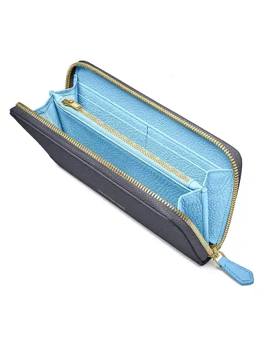 MAISON de SABRÉ Women's Long Leather Zip Wallet - Graphite Sky | Thumbnail 4