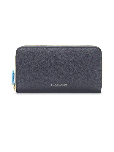 MAISON de SABRÉ Women's Long Leather Zip Wallet - Graphite Sky | Thumbnail 1