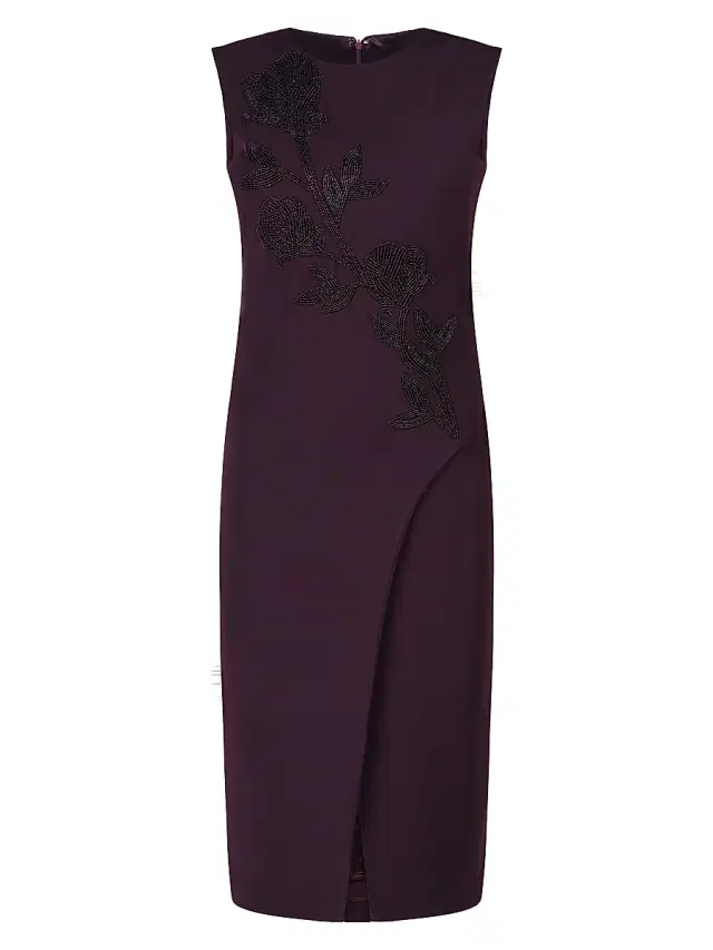 Kay Unger Women's Ellery Embellished Sleeveless Midi-Dress - Espresso