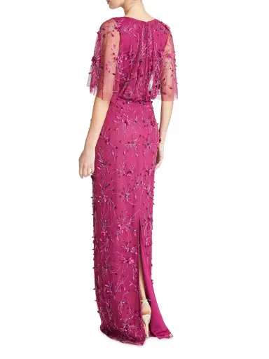 Theia Women's Romina Beaded Column Gown - Rosewood | Thumbnail 4 Theia Women's Romina Beaded Column Gown - Rosewood | Thumbnail 4