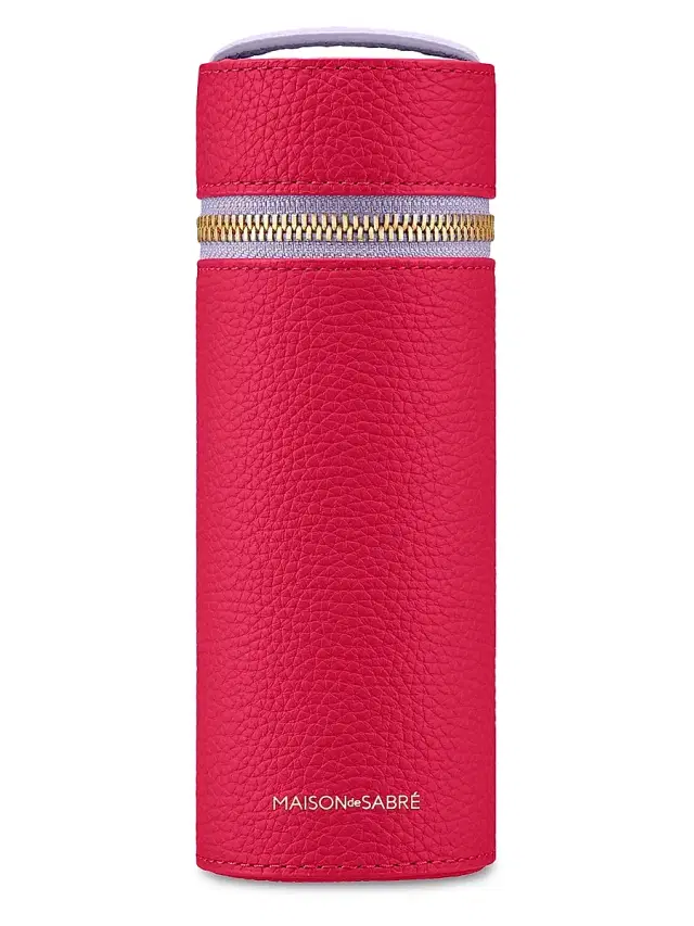 Women's Leather Brush Case - Fuchsia Lavender