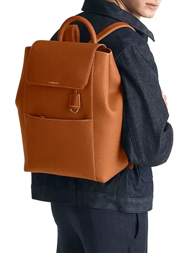 Maison de Sabre Women's Large Leather Soft Backpack - Pecan Brown | Thumbnail 2 Maison de Sabre Women's Large Leather Soft Backpack - Pecan Brown | Thumbnail 2