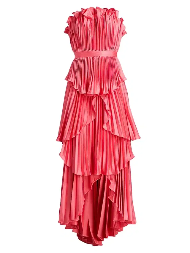 AMUR Women's Janey Tiered Shell High-Low Gown - Aurelia