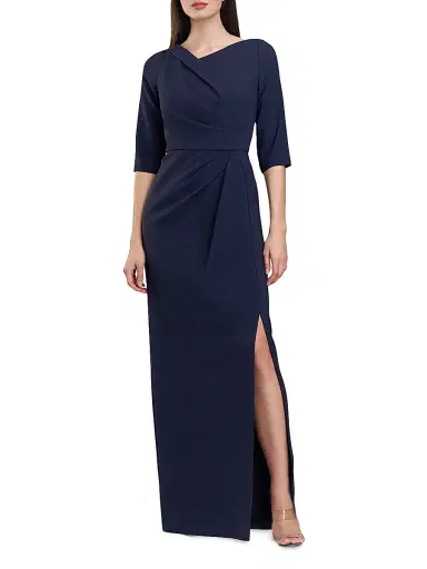 Kay Unger Women's Margerite Pleated Column Gown | Thumbnail 2 Kay Unger Women's Margerite Pleated Column Gown | Thumbnail 2