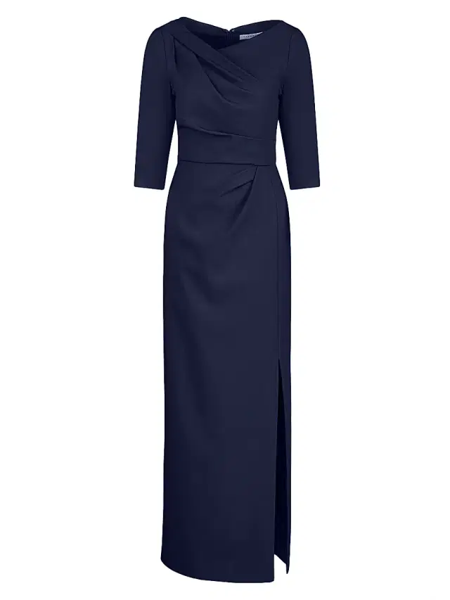 Women's Margerite Pleated Column Gown - Midnight