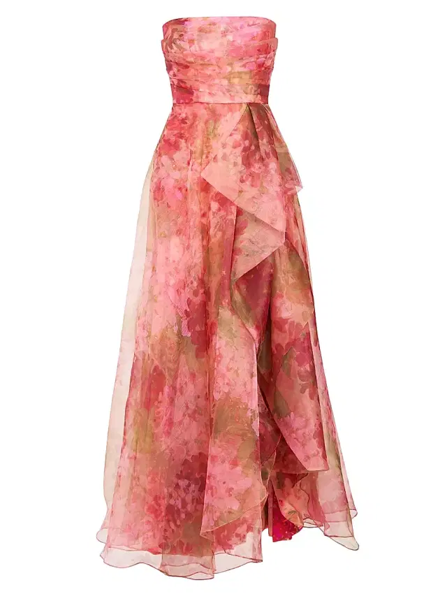 Theia Women's Fahreta Floral Strapless Gown - Printed Wisteria