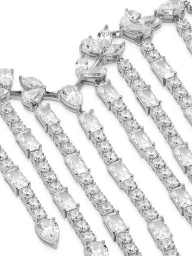 Adriana Orsini Women's Versailles Sterling Silver & Cubic Zirconia Fringe Necklace - Silver | Thumbnail 4 Adriana Orsini Women's Versailles Sterling Silver & Cubic Zirconia Fringe Necklace - Silver | Thumbnail 4